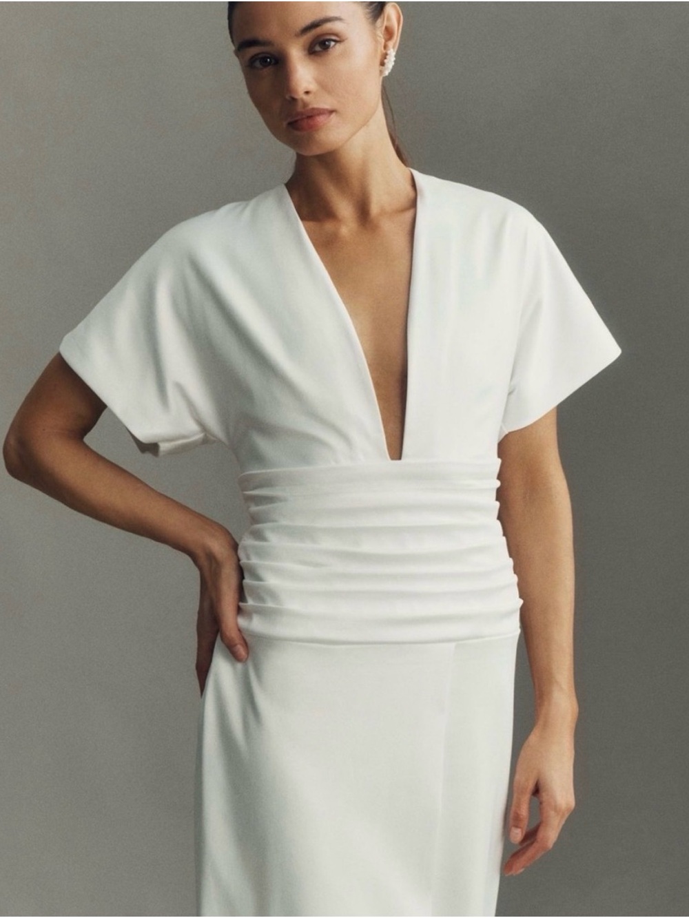 BHLDN Satin Dolman Sleeve Kimono Wedding Dress
